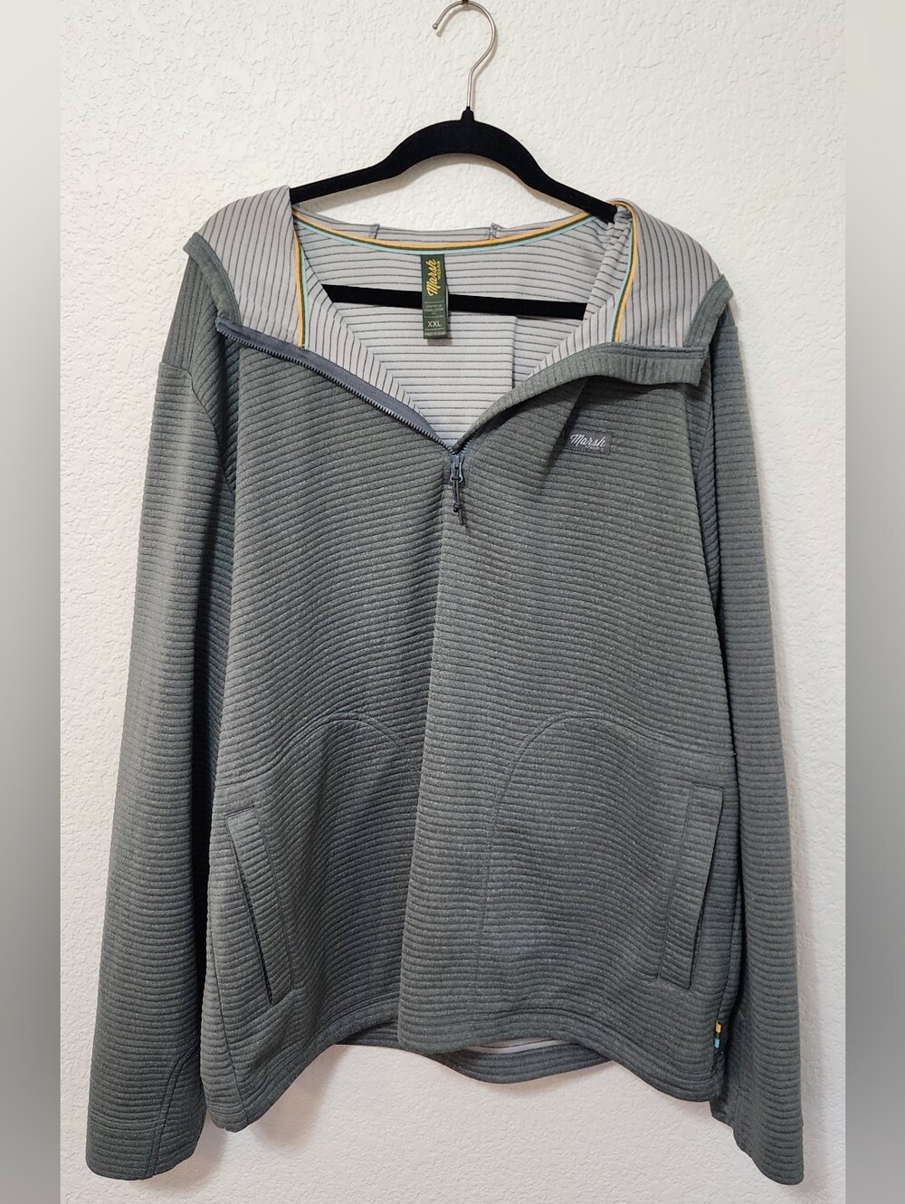 MARSH WEAR XXL Sullivan Baffle Fleece Quarter Zip Hoodie Sage Green Fishing
